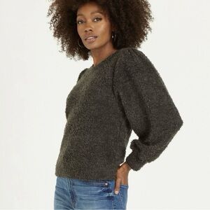 Dear John Teddy Sweater Brown L Yevena Puff Sleeve Soft Casual Wool Pullover